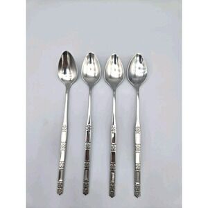Oneida Community Stainless Madrid 4 Long Iced Tea Spoons No Black Accent 7.5"